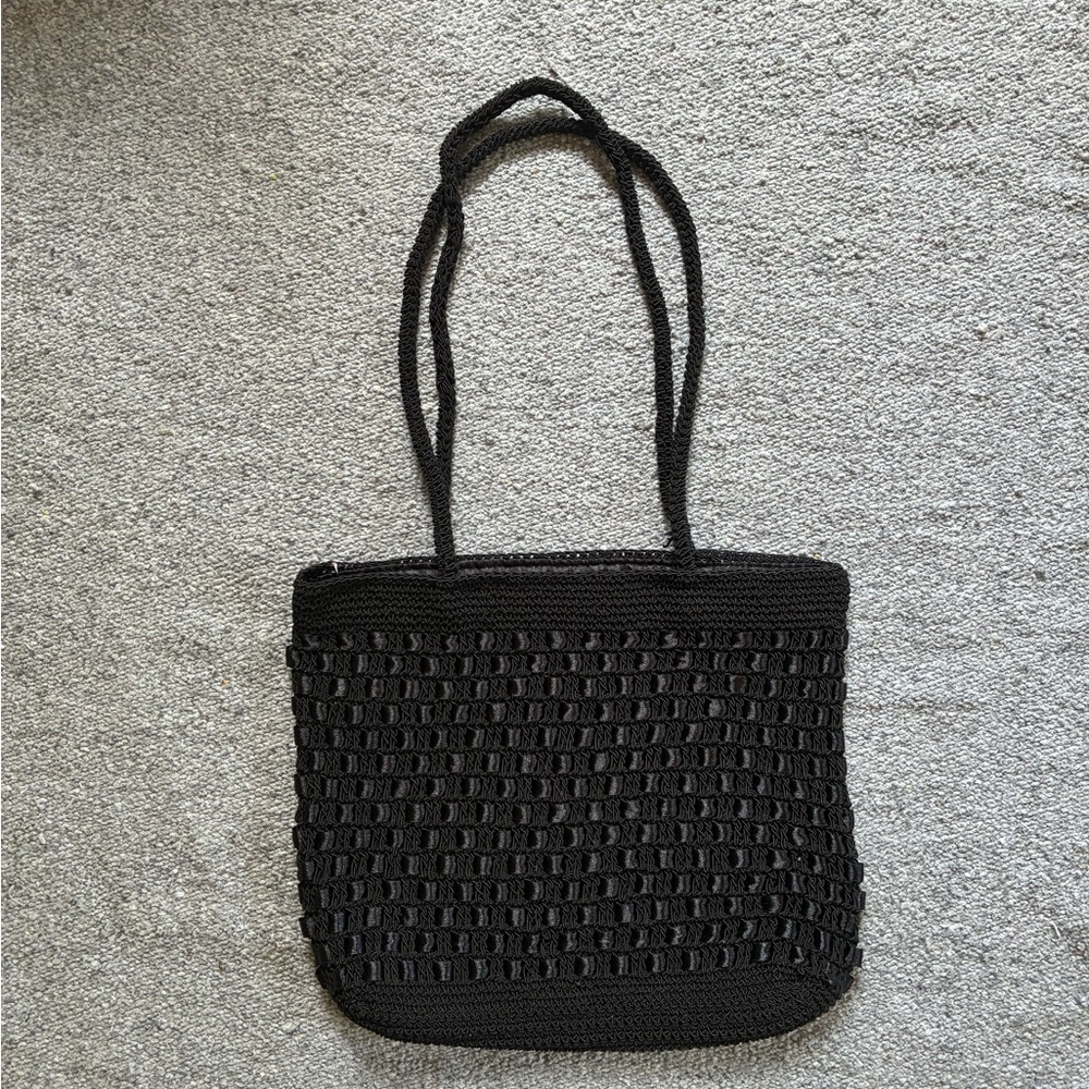 Black Crochet Tote Bag - Unbranded